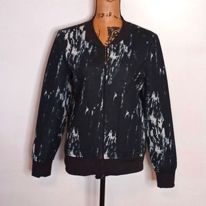 RBX Reebok Black Marble Print Bomber Jacket